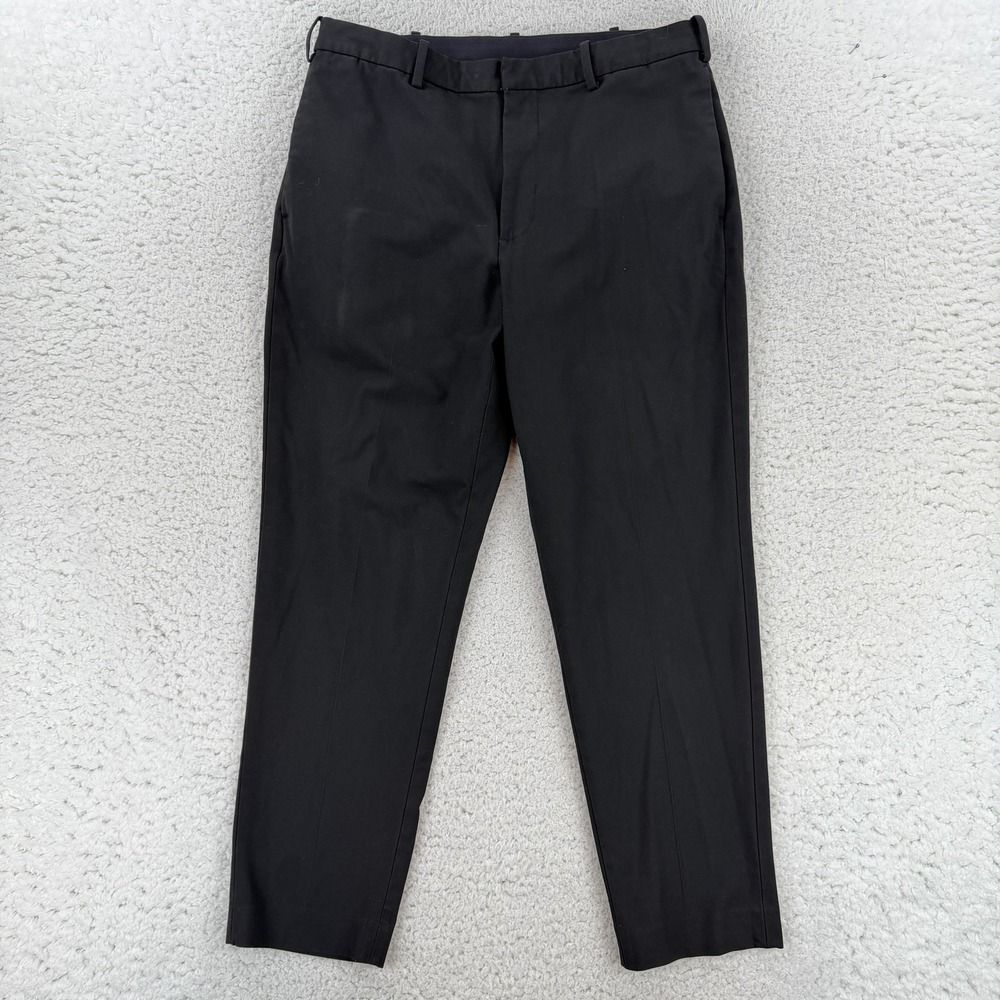 Uniqlo Mens Dress Pants Black Slim Fit Stretch Elastic Waist 34x27 321-459703 L